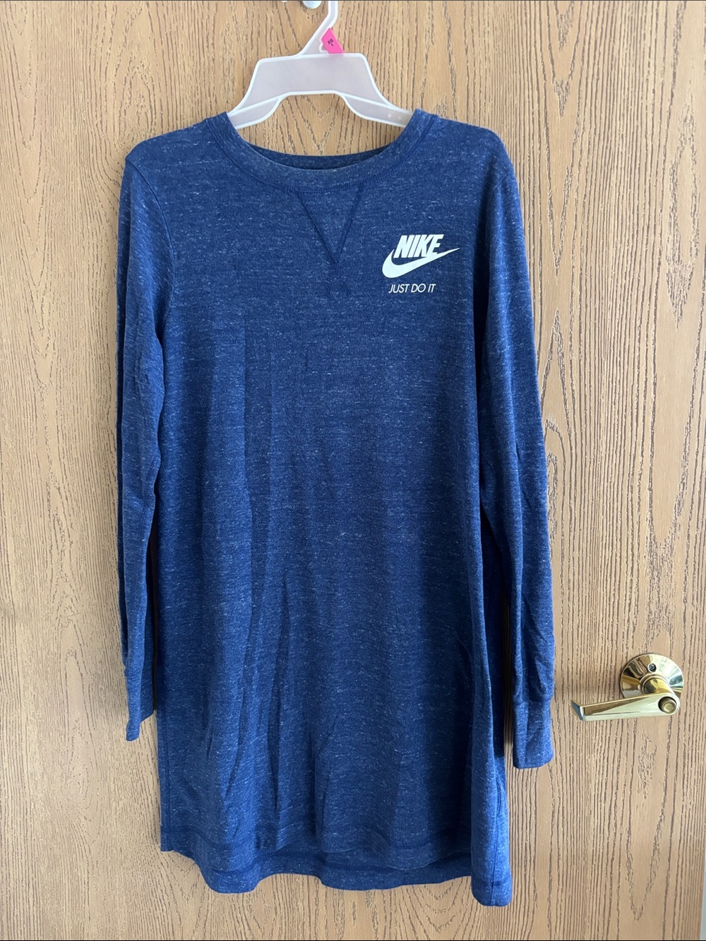 Nike Heather Navy Long Sleeve Tunic Dress with White Logo